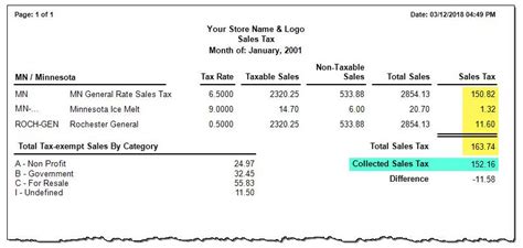 Report Sales Tax Sample .